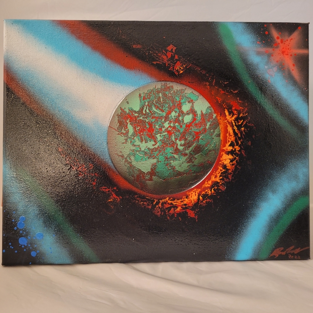 Galaxy space spray paint art canvas